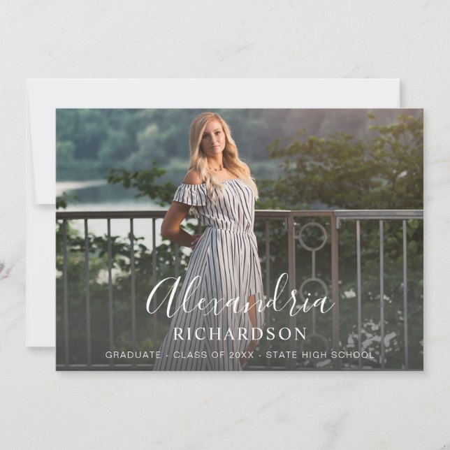 Convites Graduação de Foto do Nome do Método de Script - No (Frente)