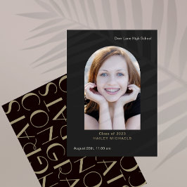 Convites Graduação de Foto Elegante de Grande Tipo Preto
