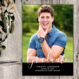 Convites Graduação de Foto Elegante Simples Vertical | Pret