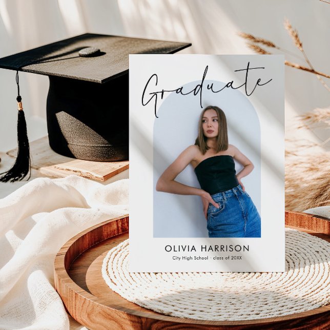 Convites Graduação de Foto em Arch de Script Moderno (Criador carregado)