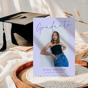 Convites Graduação de Foto em Arco de Script de Lavanda Mod