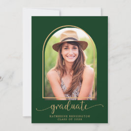 Convites Graduação de Foto em Arco Dourado Verde Elegante E