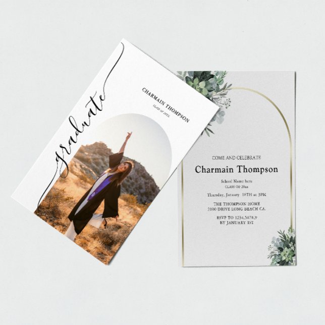 Convites Graduação de Foto em Arco Simples Moderno (Criador carregado)