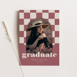 Convites Graduação de Foto em Arco Verificado com Retro Dou