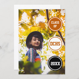 Convites Graduação de Foto em Círculos Laranja Queimados