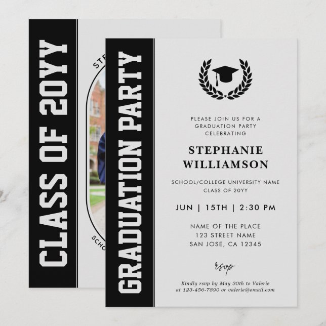 Convites Graduação de Foto em Formando Moderno e Minimalist (Frente/Verso)