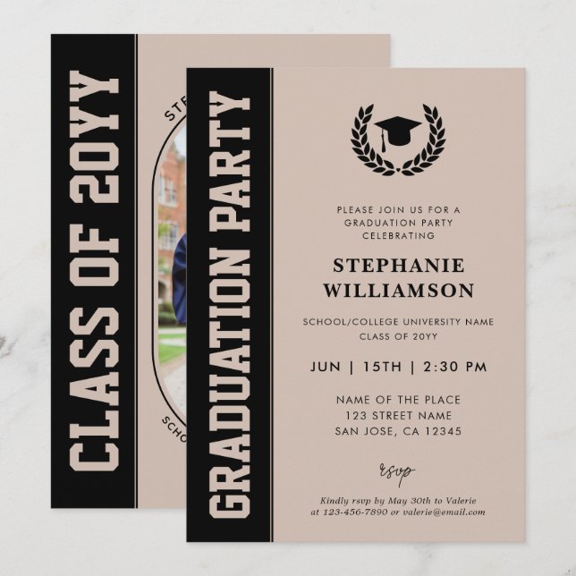 Convites Graduação de Foto em Formando Moderno e Minimalist (Frente/Verso)