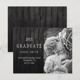 Convites Graduação de Foto em Madeira em Black Barn Masculi