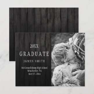 Convites Graduação de Foto em Madeira em Black Barn Masculi