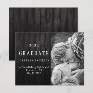 Convites Graduação de Foto em Madeira em Black Barn Masculi