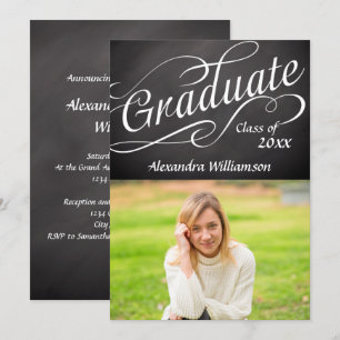 Convites Graduação de Foto em Quadro de Chalkboard com Scri