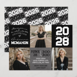 Convites Graduação de Foto em Quadro Preto e Branco 3