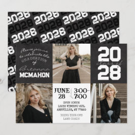 Convites Graduação de Foto em Quadro Preto e Branco 3