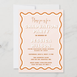 Convites Graduação de Foto em Terracotta de Wavy Cute