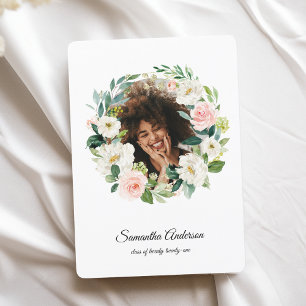 Convites Graduação de Foto Floral de Wreath Moderna em Wate