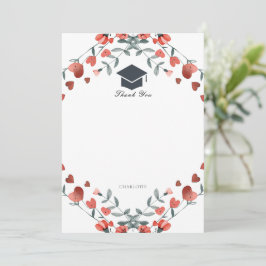 Convites Graduação de Foto Floral do Red Heart Obrigado