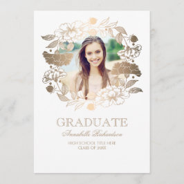 Convites Graduação de Foto Floral Wreath