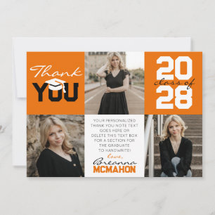 Convites Graduação de Foto Laranja e Branco 3 Obrigado