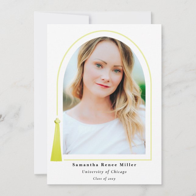 Convites Graduação de Foto Mínima 2 Moderna do Arch Tassel (Frente)