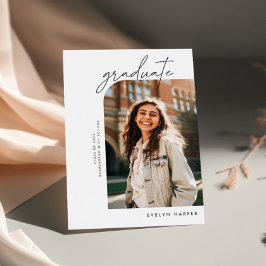 Convites Graduação de Foto Mínima Elegante Dupla Lado