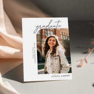 Convites Graduação de Foto Mínima Elegante Dupla Lado