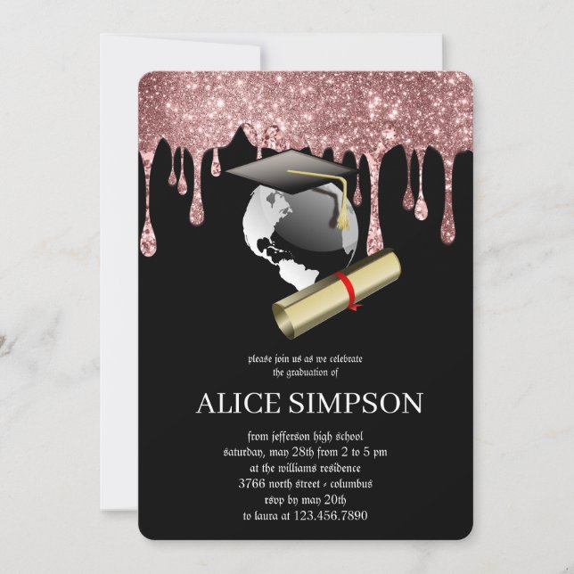 Convites Graduação de Foto Minimalista Chic Dourada Moderna (Frente)