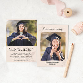 Convites Graduação de Foto Minimalista Neutra