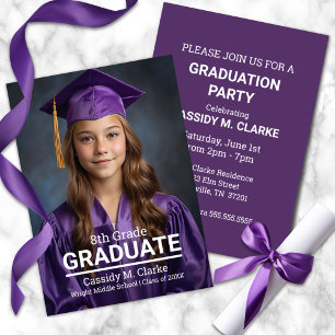 Convites Graduação de Foto Personalizada Minimalista do 8º