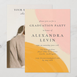 Convites Graduação de Foto por Aquarela Abstrato cor de Lar