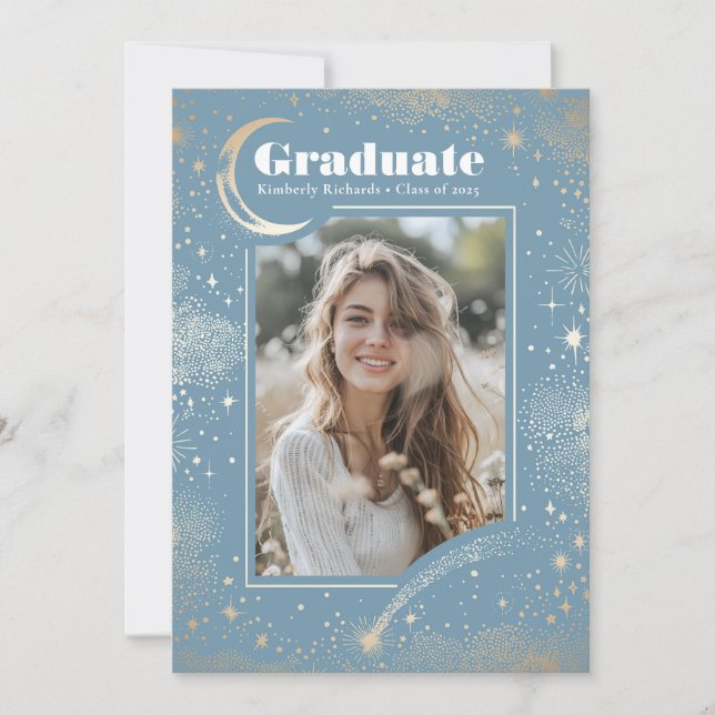 Convites Graduação de Foto por Formando Celestial Moon and  (Frente)