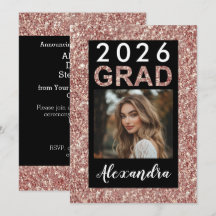 Graduação de Foto Rosa Dourada Glitter Modern 2021