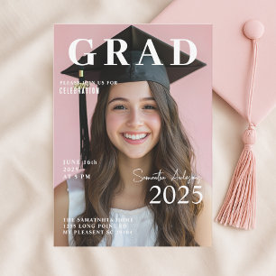 Convites Graduação de Foto Rosa Moderna   Classe de 2025