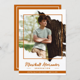 Convites Graduação de Foto Torn Abstrato Laranja Queimada E