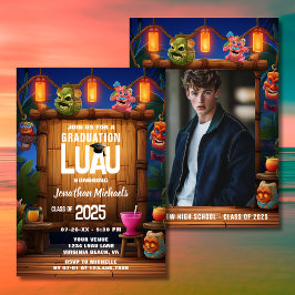 Convites Graduação de Foto Tropical Tiki Havaiana Luau