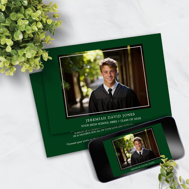 Convites Graduação de Foto Verde de Floresta Simples Modern (Criador carregado)