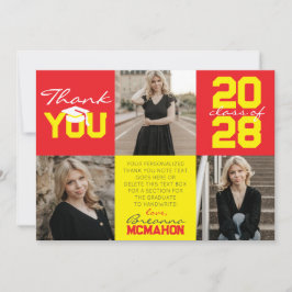 Convites Graduação de Foto Vermelho e Amarelo 3 Obrigado