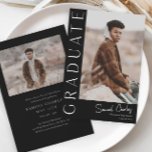 Convites Graduação de Foto Vertical Moderna<br><div class="desc">Este moderno convite elegante para a graduação de fotos em na moda apresenta uma foto vertical e um título com um nome de script personalizável e texto na frente. As costas têm um convite com os detalhes da festa. Uma forma excelente de mostrar seu formando. Clique no botão editar para...</div>