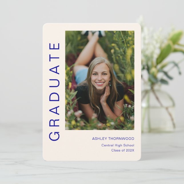 Convites Graduação de Foto Vertical Simples Moderna (Em pé/Frente)