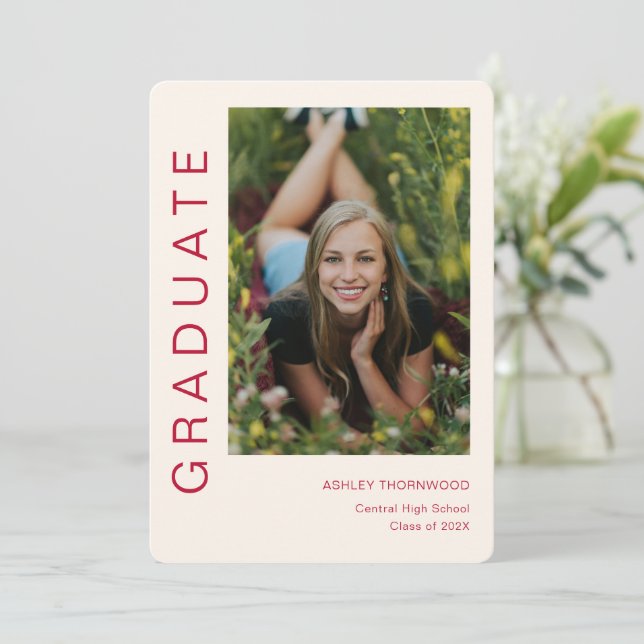 Convites Graduação de Foto Vertical Simples Moderna (Em pé/Frente)