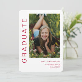 Convites Graduação de Foto Vertical Simples Moderna