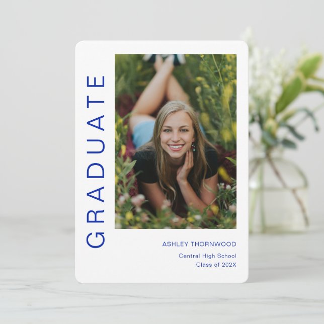 Convites Graduação de Foto Vertical Simples Moderna (Em pé/Frente)