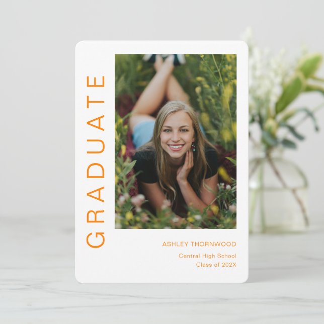 Convites Graduação de Foto Vertical Simples Moderna (Em pé/Frente)