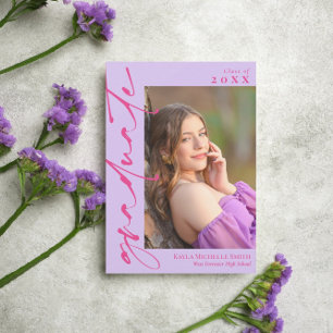 Convites Graduação de Fotografia com Caligrafia Rosa-Quente