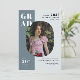 Convites Graduação de Fotografia da Antiga Cinza Azul Boho