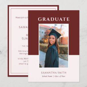 Convites Graduação de Fotografia Simples Red Modern