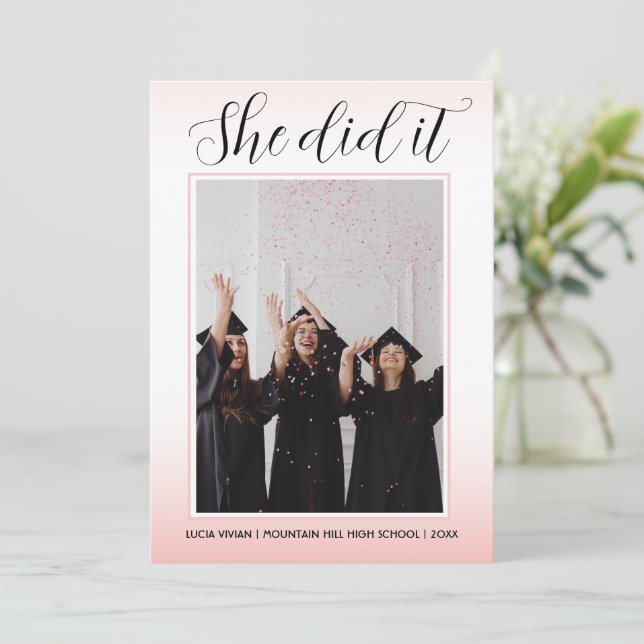 Convites Graduação de Fotografia Tema da rosa claro (Em pé/Frente)