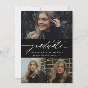 Convites Graduação de Fotografias a Preto com 3 Graduações 