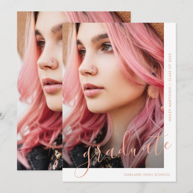 Convites Graduação de Fotografias com Script Chic (Frente/Verso)