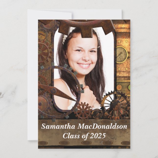 Convites Graduação de fotografias de máquinas mecânicas (Frente)
