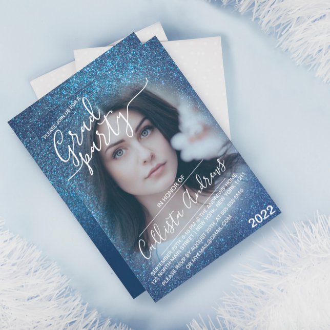 Convites Graduação de Fotografias de Ombre Azul-Marinho Chi (Criador carregado)